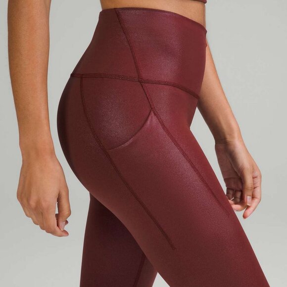 Lululemon Wunder Train Foil Tight Red Merlot 25" w/Pockets Free shipping! - Picture 5 of 13